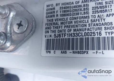 2012 Honda Crosstour Ex from USA, damaged, VIN 5J6TF1H33CL002516